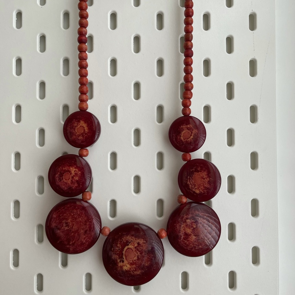 Red Vintage Chunky Beaded Necklace
